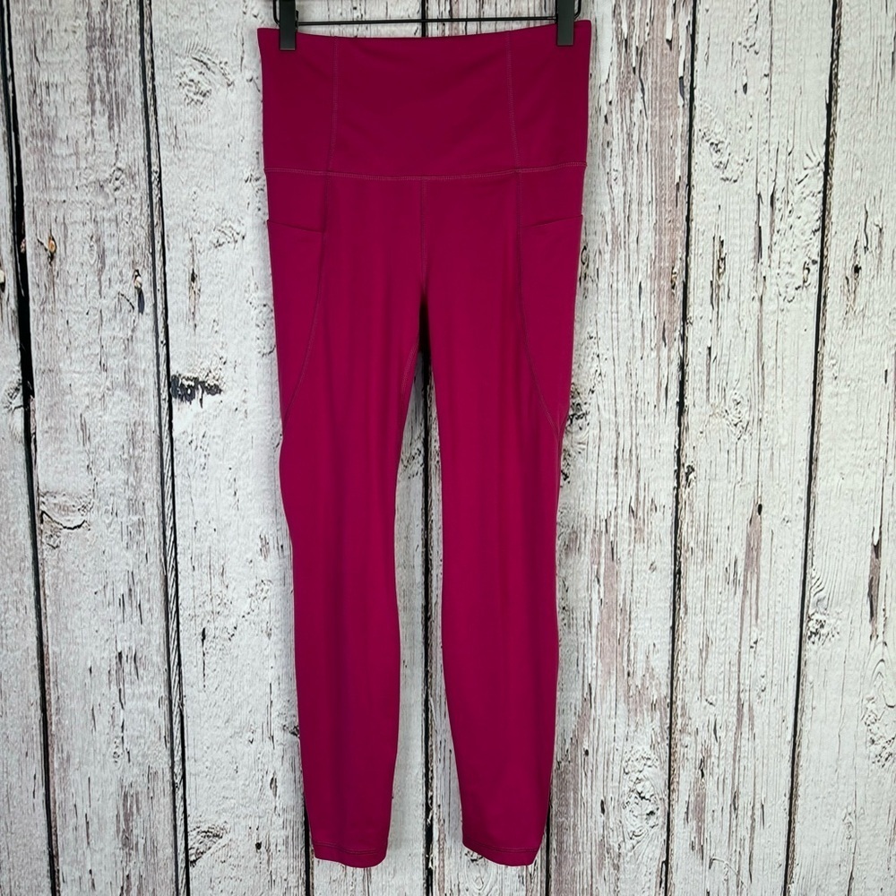 All in Motion Fuchsia Pink Activewear Leggings Medium Side Pockets High Rise 25”